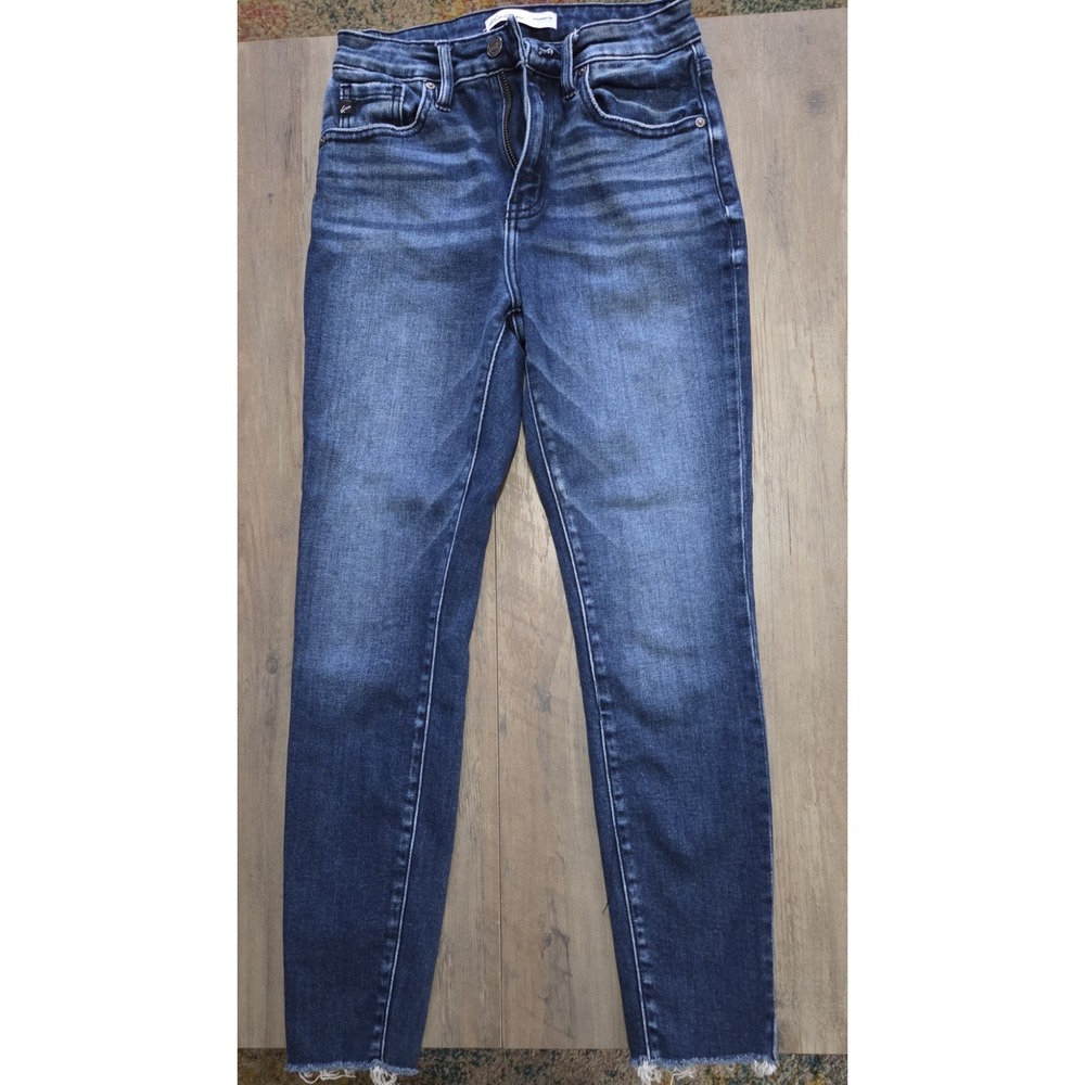 KanCan Jeans Womens Size 26 Blue Medium Wash Denim Skinny Ankle Raw Hem
